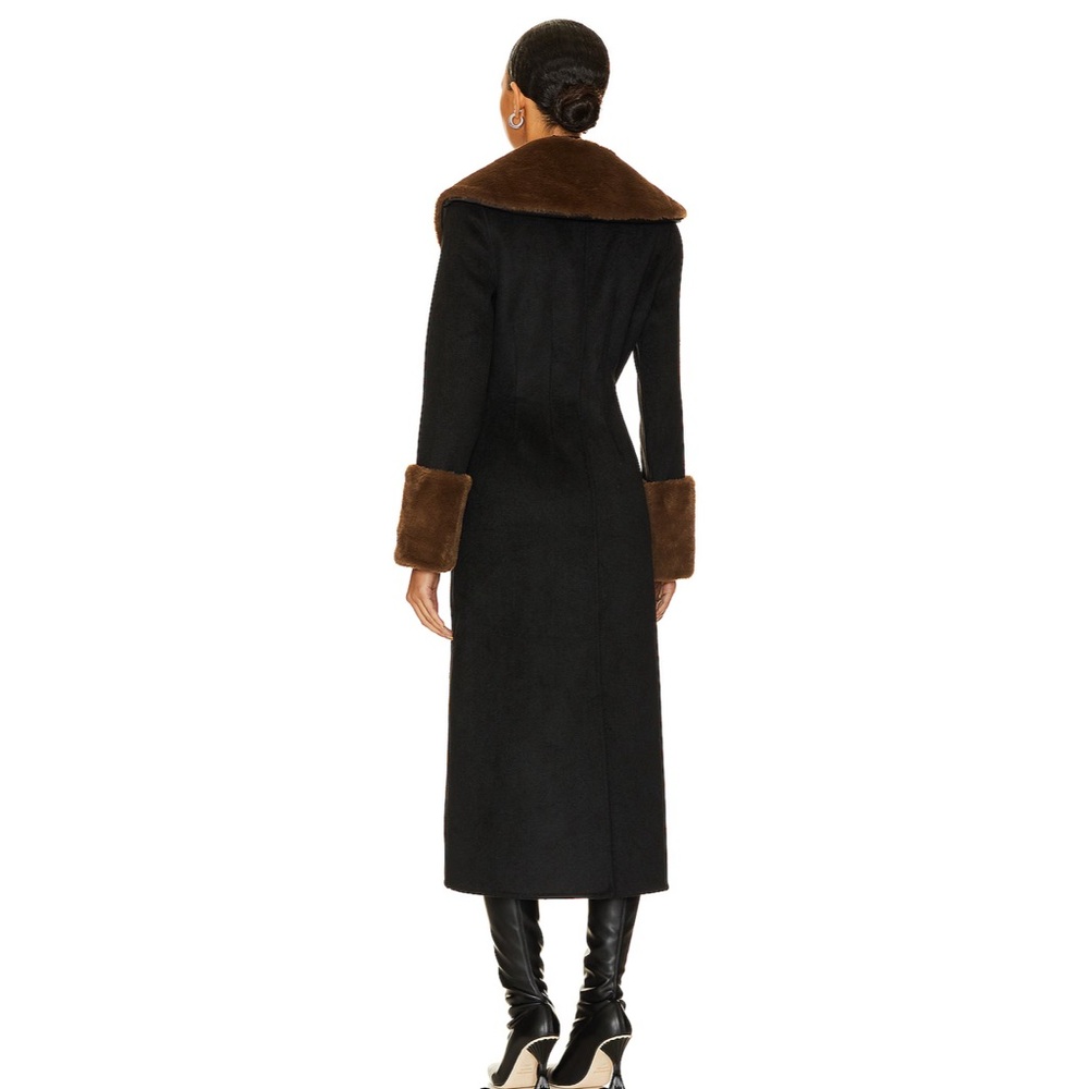 LPA Black Coat with Taupe Brown Faux fur Cuffs - Picture 4 of 4